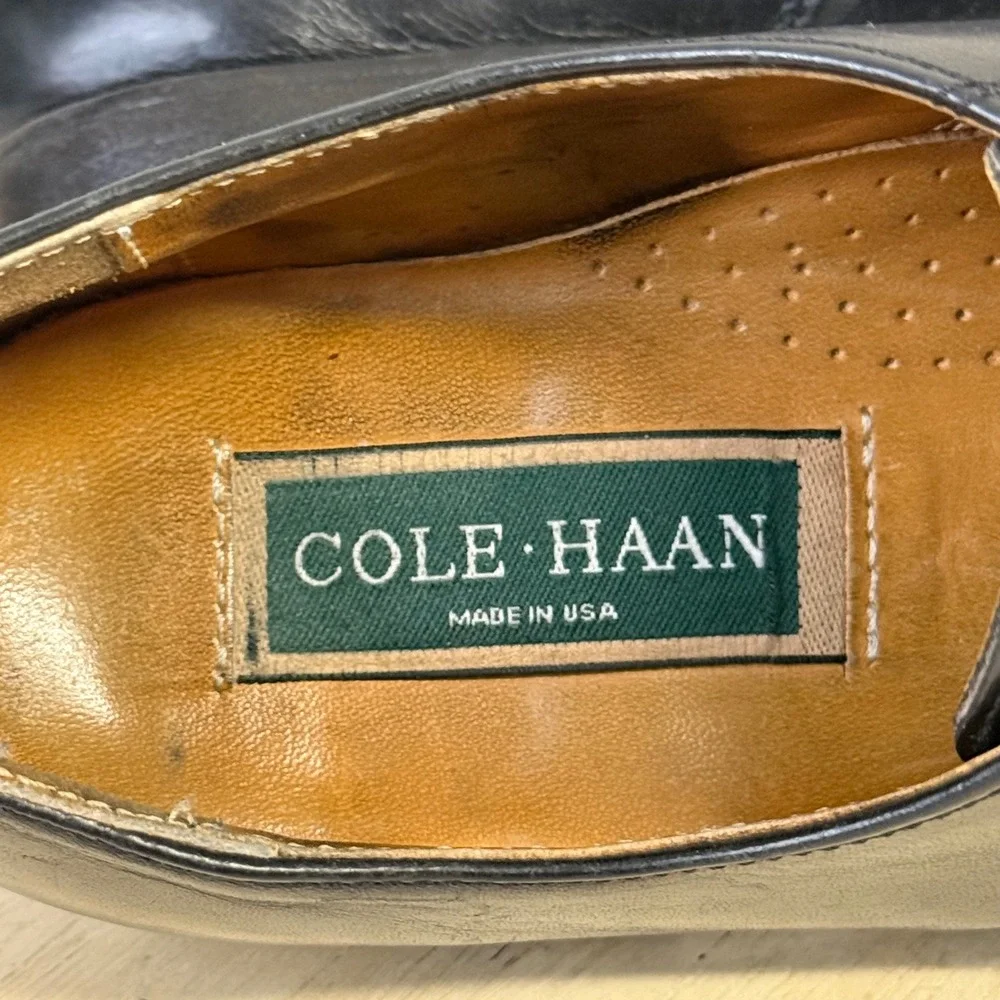 Cole Haan Mens Black Leather Cap Toe Brogue Derby Shoes Made in USA PM650 8C